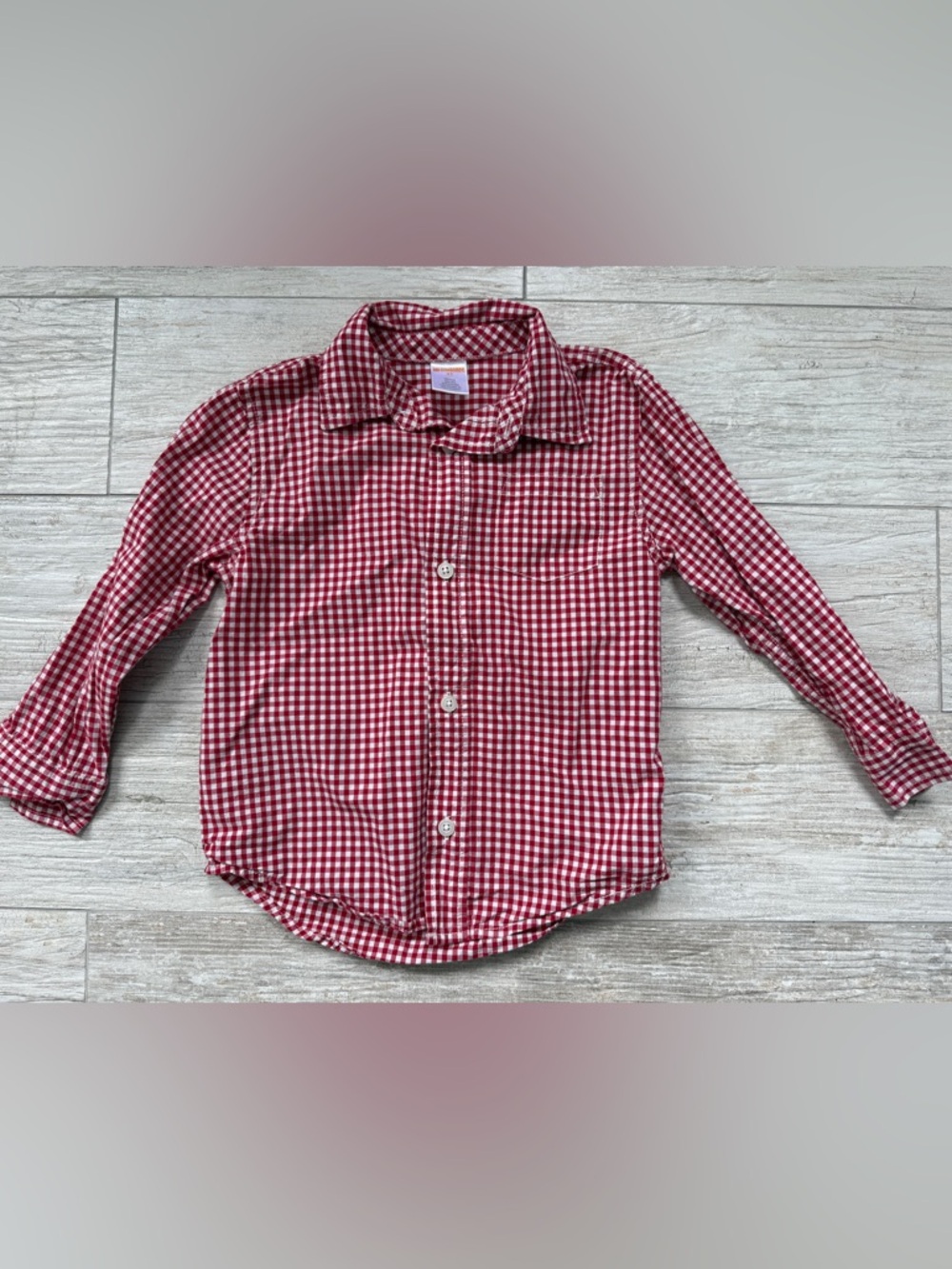 3T Red and White Gingham Button-Down Shirt